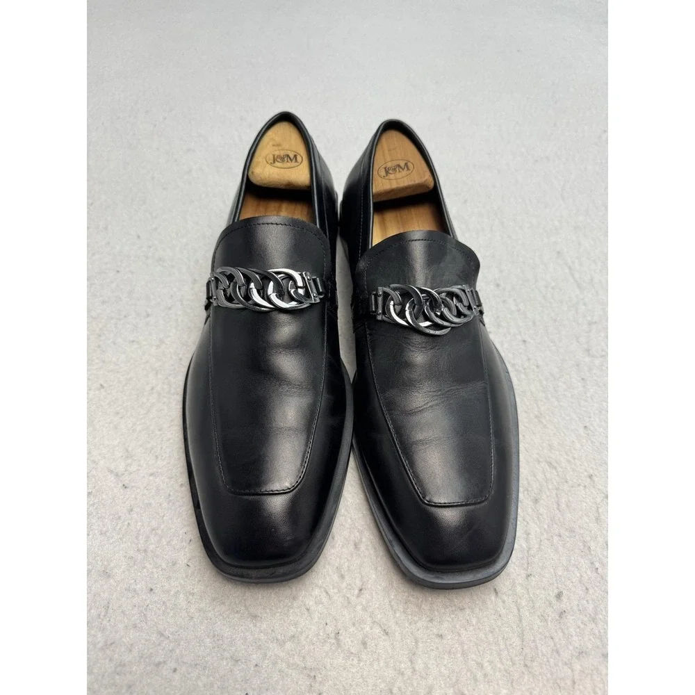 Aldo Shoes Mens Size 10.5 Black Leather Chain Loafers Dress Oxford Slip On